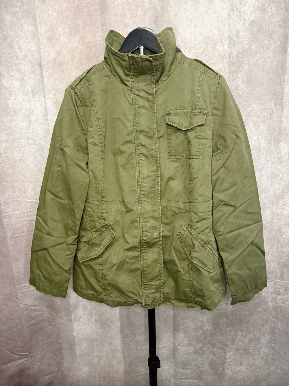 Ambiance Sherpa Lined Olive Green Military Jacket